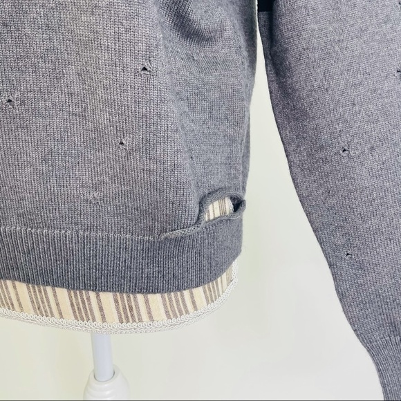 SEN Gwen Rip Design Gray Pullover Jumper Sweater - Picture 8 of 12